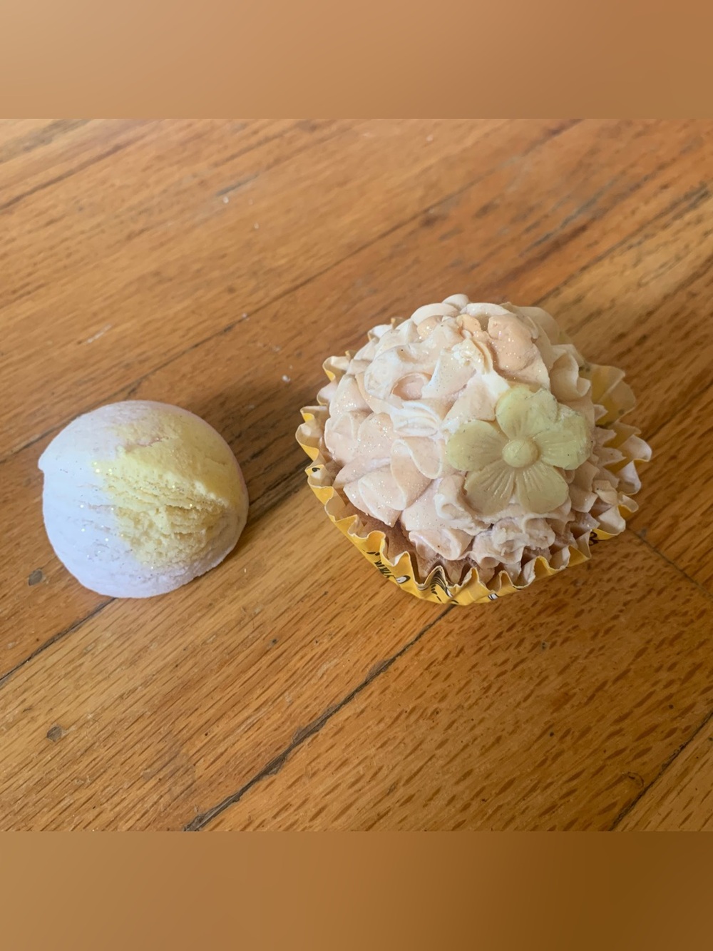 Bath bomb and artisanal soap cupcake